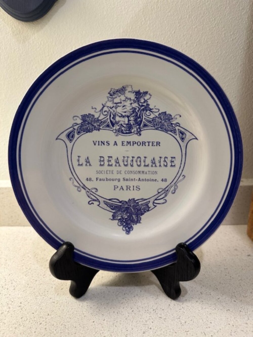 La Beaujolaise Blue and White 8" Plate by Primitive Artisan Inc.